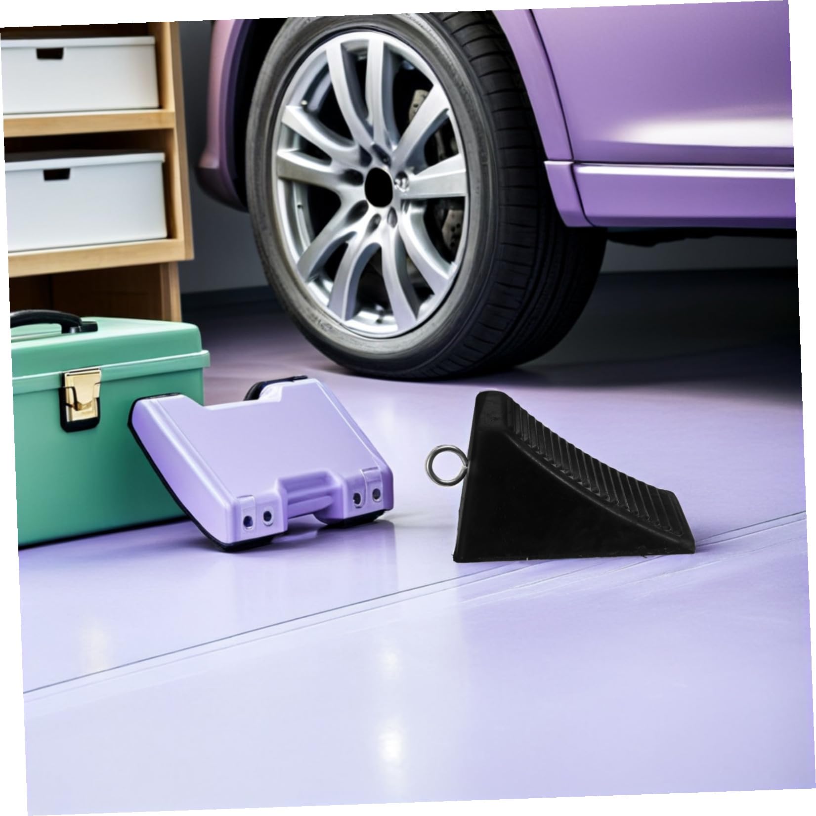 2stücke Gummireifenkeile für Garage Auto Parkstopper mit Antirutschmatte Radstopper für Anhänger und Fahrzeuge Gummiparkblock für Sicheres Parken