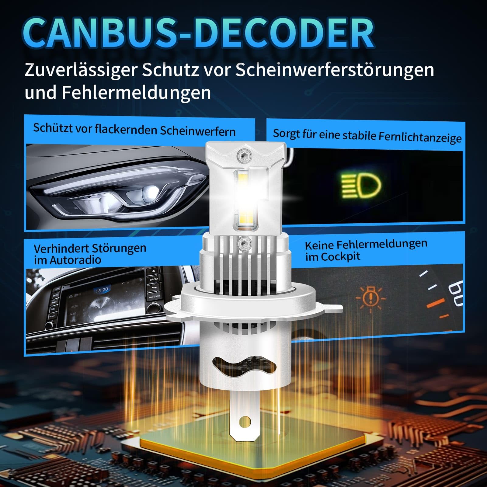 H4 Lampe Auto Halogen 12V 60/55W – Scheinwerfer H4 Birnen Extra Hell 6000K, Abblendlicht & Fernlicht