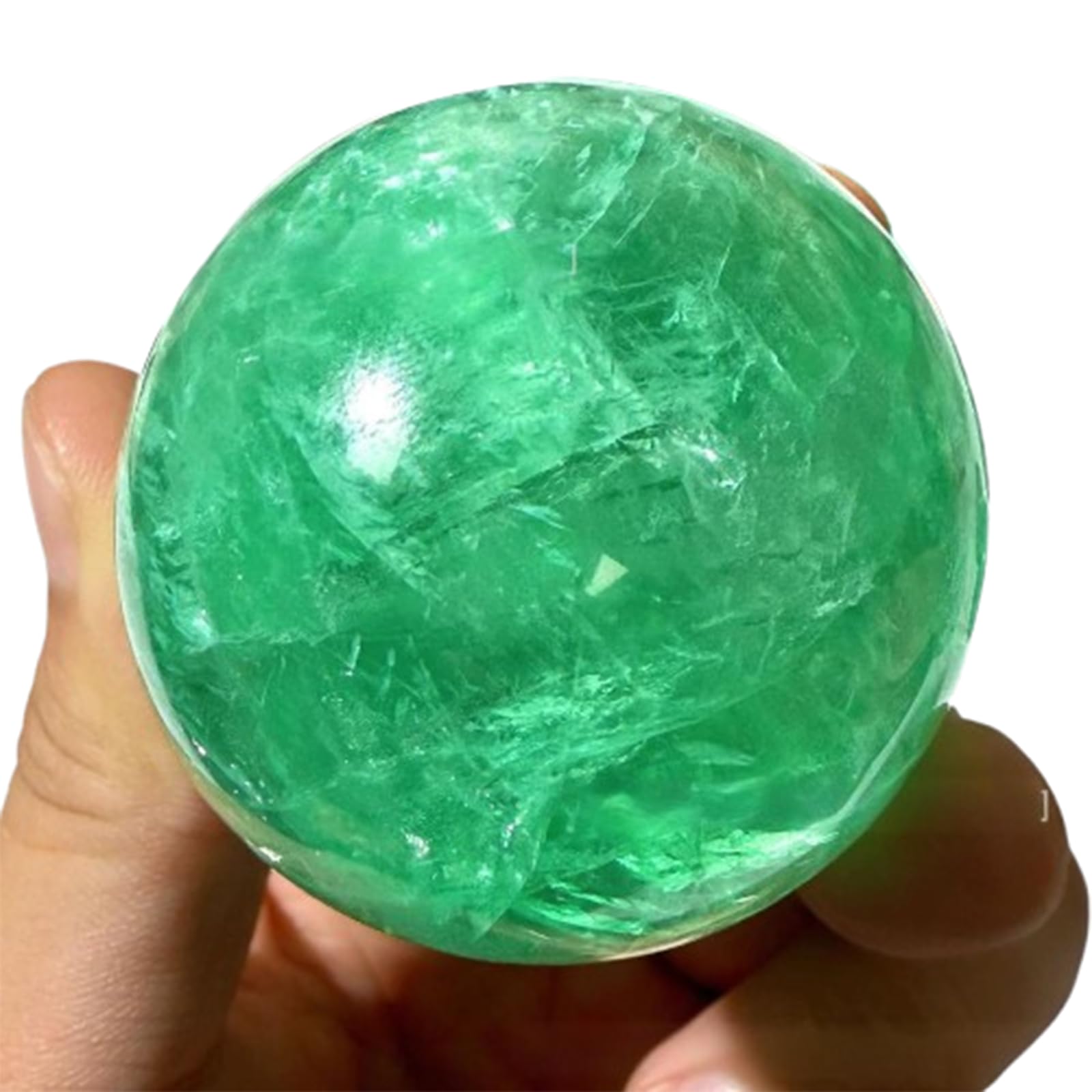 KCDFDVJFBM Green Fluorite Decorative Sphere,Raw Stone Quartz Crystal Ball,Polished Orb for Feng Shui Divination Home Decor