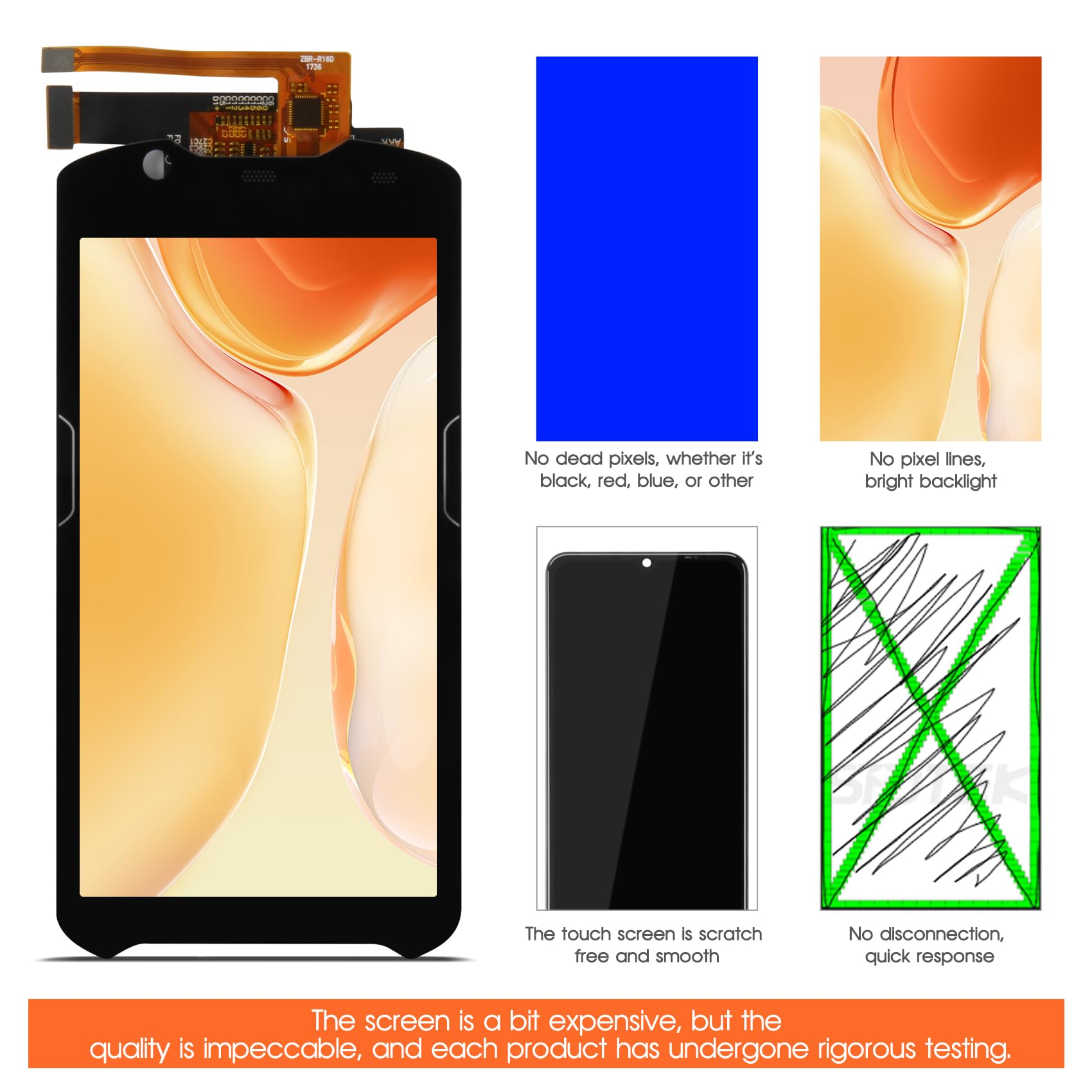 AGCUT Écran LCD pour Zebra TC52 / TC57 LCD Display pour Zebra TC52 TC520K / TC57 TC57HO Ecran Replacement Digitalizer Touch Screen Panneau de Verre Assemblée avec Réparation, Noir