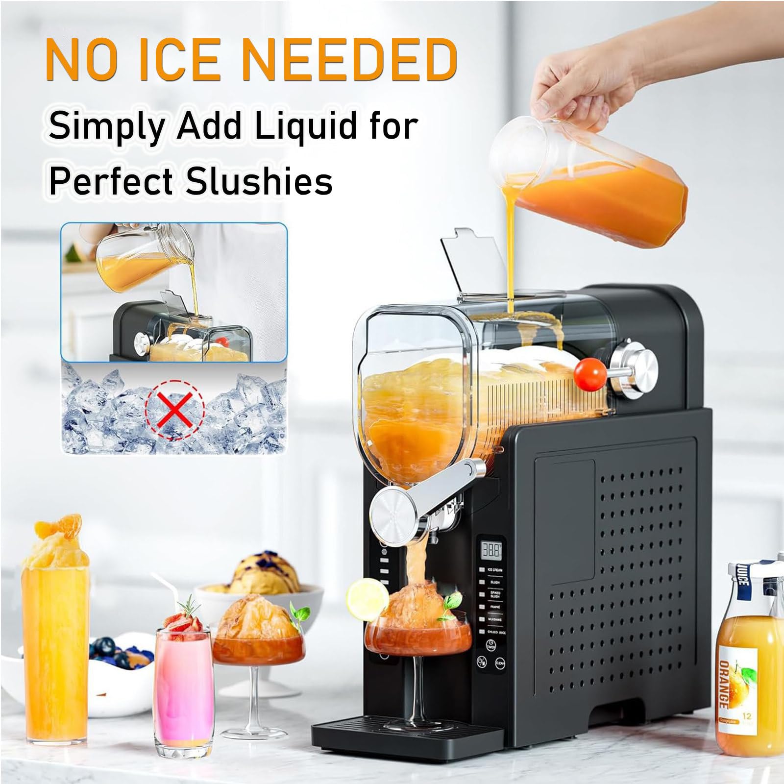 Générique Machine à Boissons glacées sans glaçons, 6 programmes préréglés, Nettoyage Automatique, Affichage pour Margaritas, frappés et crèmes glacées - Parfaite pour Toutes Les Occasions