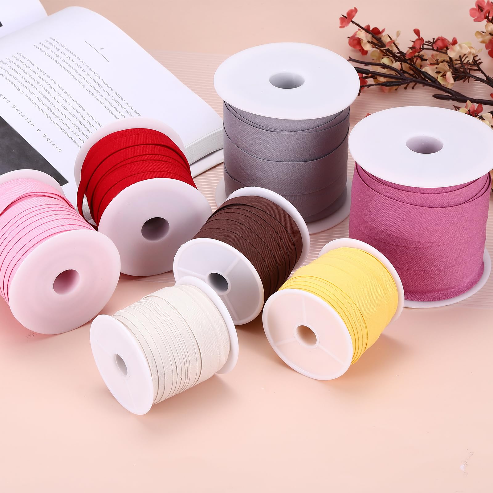 MECCANIXITY Cinta al bies de algodón de 1 pulgada para costura, costura, acolchado, dobladillo, manualidades (blanco, 25 yardas)