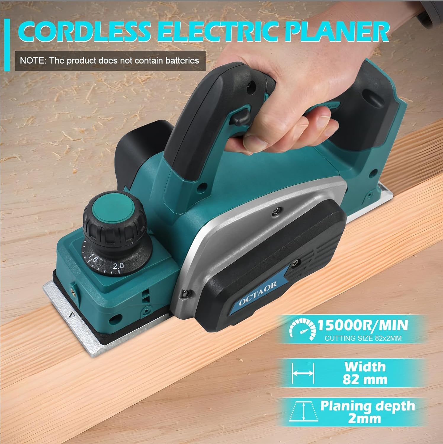Cordless Handheld Wood Planer for Ma-kita 18V Battery, Electric Planer for Woodworking, 3-1/4 Inch Cutting Width, 22,000 RPM Power (Battery Not Included)