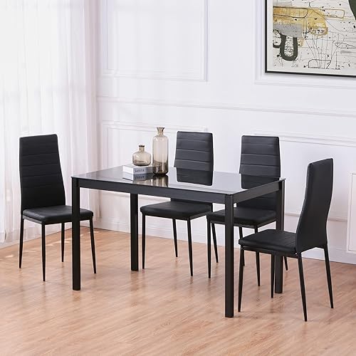 Miniatura 3 de Juego de mesa de cocina de 5 piezas juego de mesa de comedor para 4 mesas de comedor para espacios pequeños juego de mesa de comedor moderno con 4