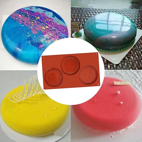 Miniatura 4 de SourceTon Molde redondo grande de silicona para tartas de 3 cavidades, paquete de 3 moldes antiadherentes para hornear, pasteles, dulces, jabón,