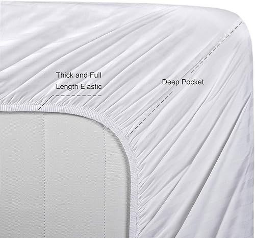 Miniatura 4 de Hotel Quality - Juego de sábanas de 600 hilos, 100% algodón egipcio, 4 piezas, tamaño Queen XL, de rayas blancas, de una sola capa, algodón egipcio