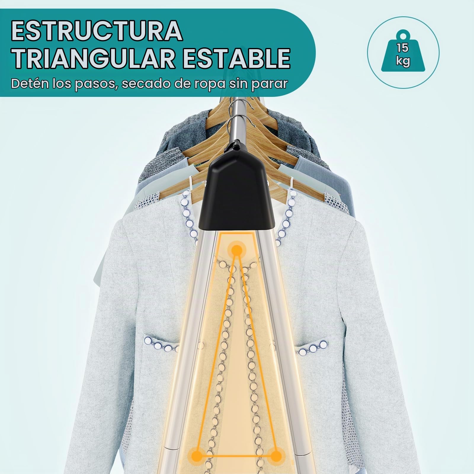 SYKIARIOL Tendedero de Ropa Plegable,Tendedero Plegable de Acero Inoxidable,Sencillo Tendedero de Exterior,Tendedero Sólido y Duradero,Tendederos Verticales Que no Rayan el Suelo,141 x 54 x 141.5 cm | Marco de acero inoxidable: resistente al óxido y durad