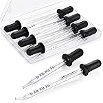 Herain 8 Pack Glass Pipette Eye Dropper, 4 Long Bent & 4 Short Straight Tips, 1 ml Ear Droppers for Essential Oils, Lab, Crafts, Measuring and Transferring a Variety of Liquids