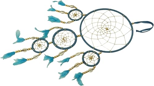 Miniatura 3 de Exclusivo atrapasueños de plumas sintéticas azules para colgar en la pared, decoración de ventana, atrapasueños azul, regalo colgante