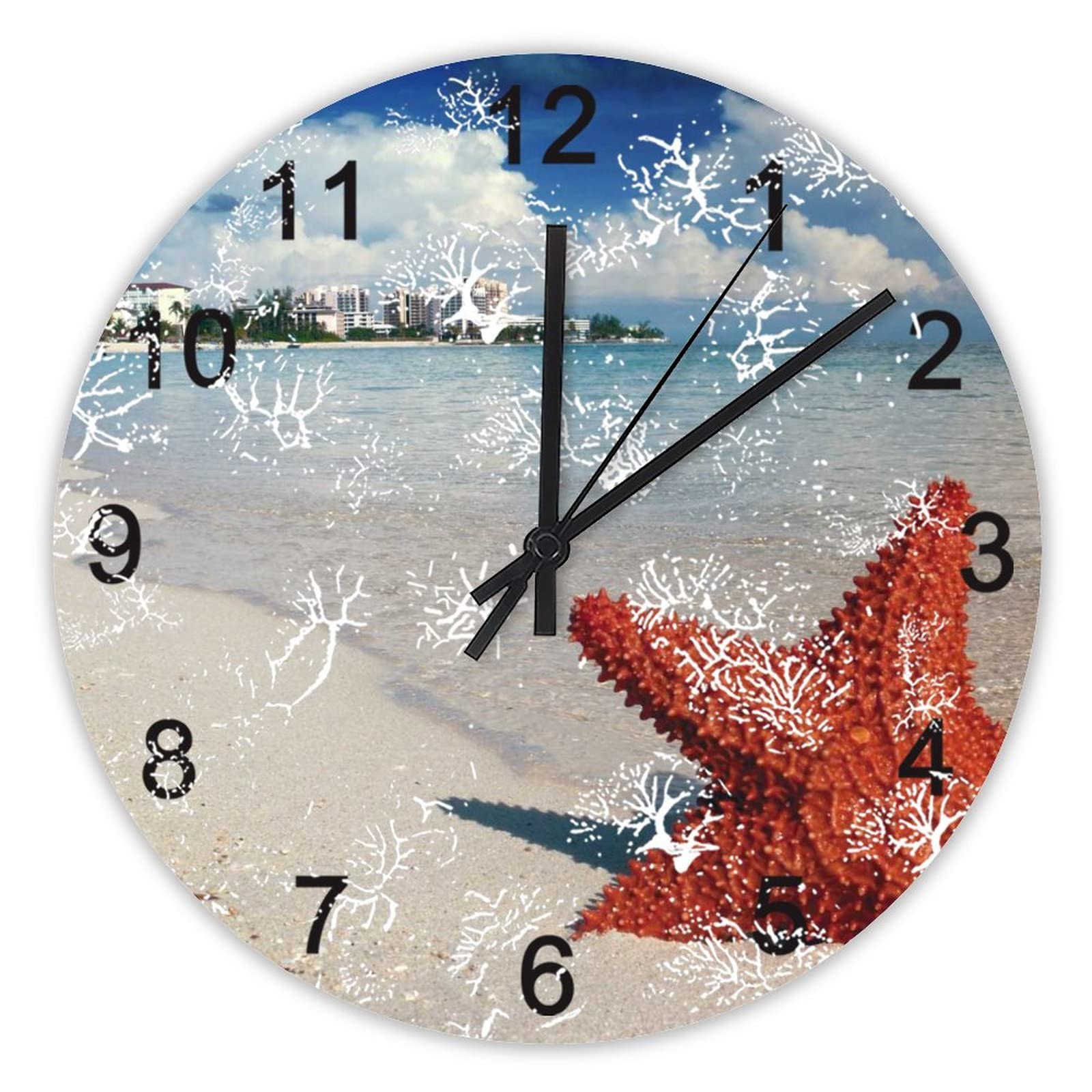Horloge murale plage et étoile de mer de 40 cm pour un intérieur zen