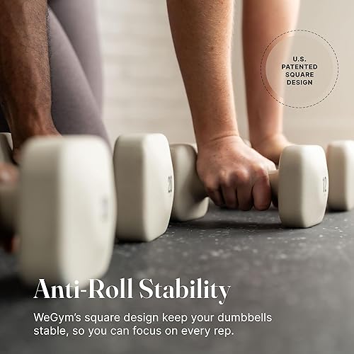Miniatura 3 de WeGym SafeGrip Square Dumbbells with Anti Slip Handles, Aesthetic Free Weights for Home Workouts, Stable Design Prevents Rolling during Floor