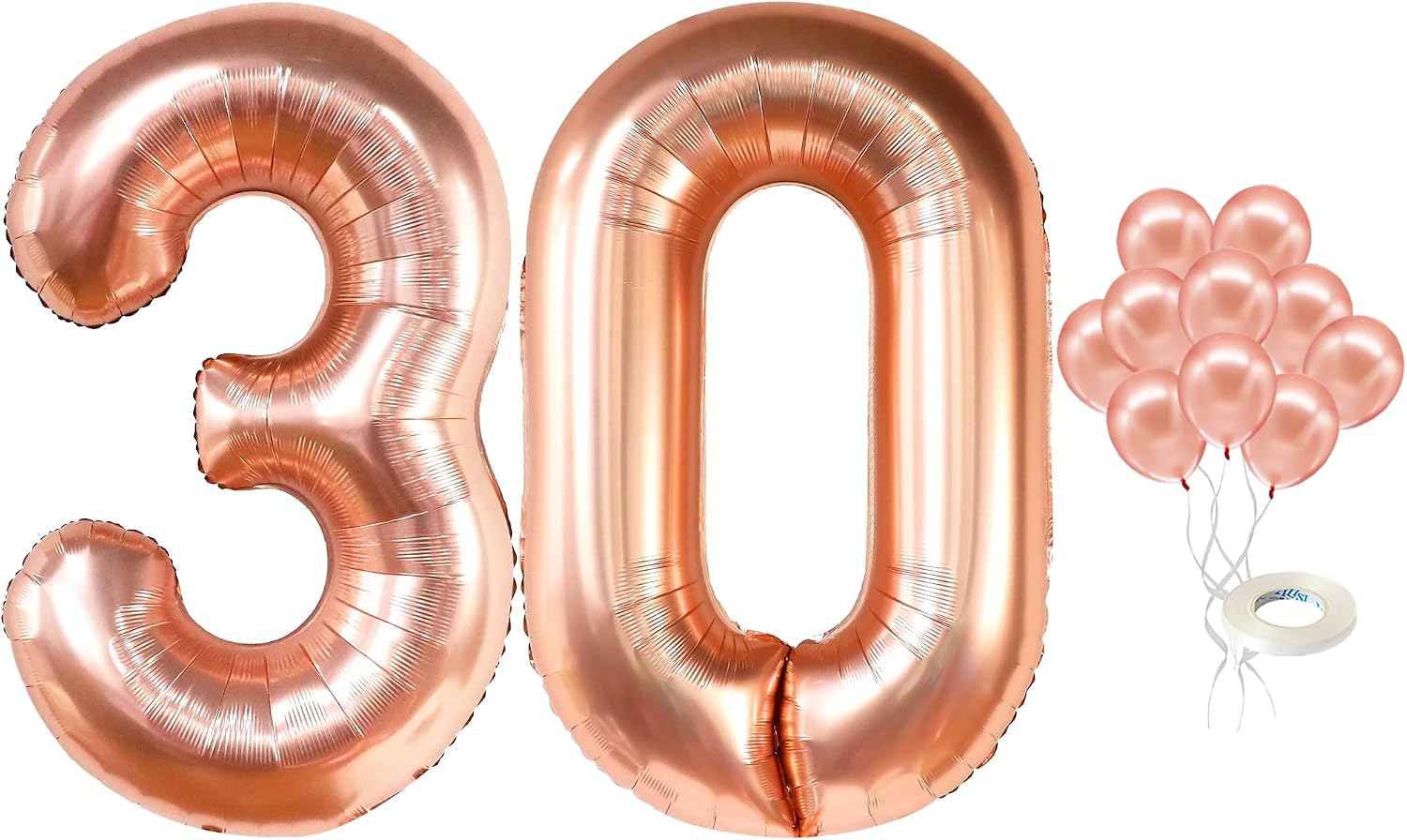 Rose Gold 30th Birthday Balloons for Her - Big, 40 Inch | 30 Balloon Numbers | Rose Gold 30 Balloons with Confetti | Rose Gold 30th Birthday Decorations for Her | Happy 30 Birthday Balloons for Women