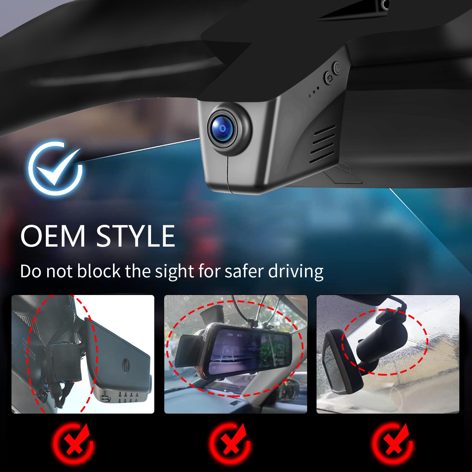 KBSYNT 4K Hidden Dash Cam For Porsche - OEM Style Fit For Cayenne, 911, Panamera & Taycan (2017-2024 Models) With WiFi, App & 64GB Card