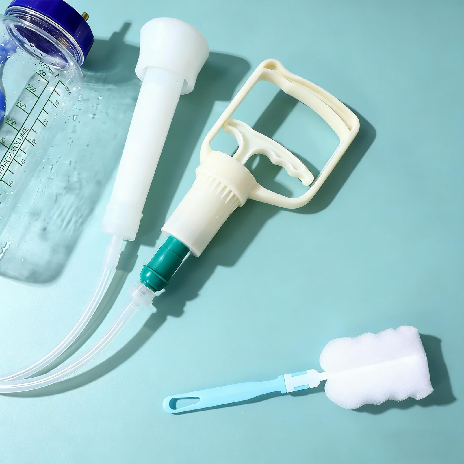 GANAZONO Macchina Spazzola per Pulizia la Mungitura Manuale in Plastica Portatile e Bottiglia Inclusa per Mucche e Capre per Allevamenti e Fattorie