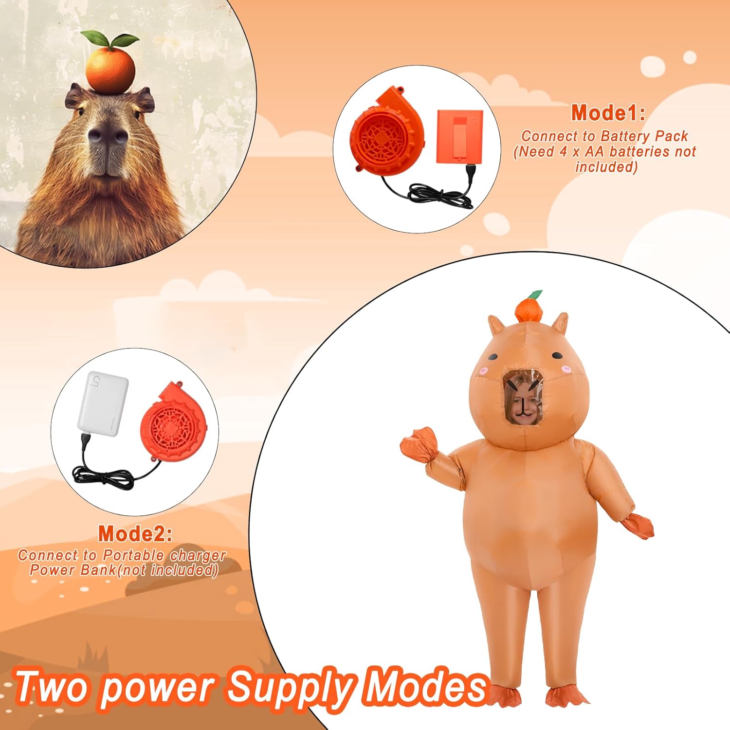 Inflatable Capybara Costume Kids Halloween Costume Kid Girls Boys Funny Animal Blow up Costumes Kid for Cosplay Party