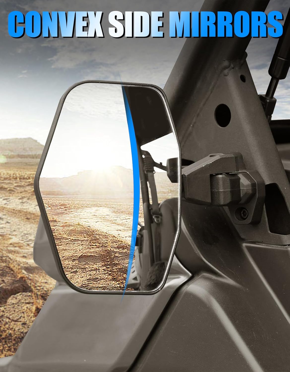 AUPOWER Rear View Mirror&Side Mirrors Kit for Can Am Defender Max HD7 HD8 HD9 Pro HD10 2016-2025 2026,Adjustable Convex Breakaway Rearview Mirrors Accessories, Replace #715002459, NOT FOR Full Doors