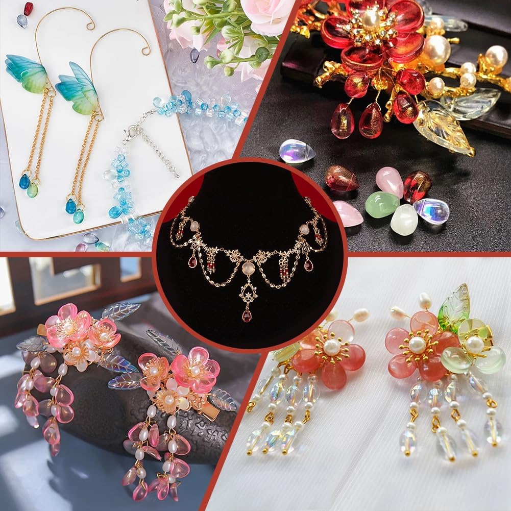 200Pcs Teardrop Glass Beads 9mm Transparent Water Drop Crystal Glass Beads Random Mixed Czech Bead Mixed Color Bead Charm for DIY Jewelry Making Craft Hole: 1mm - Image 7