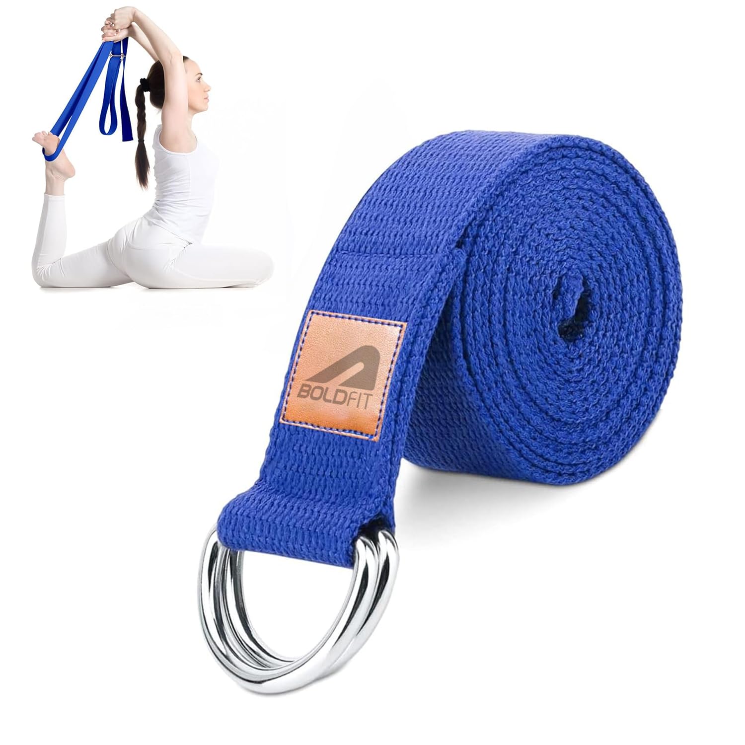 Boldfit Yoga Belt for Women and Men - Yoga Strap for Stretching with Extra Safe Adjustable D-Ring Buckle - Durable and Comfy Texture - Perfect for Your Yoga Session - 8 Feet, Blue-image-7