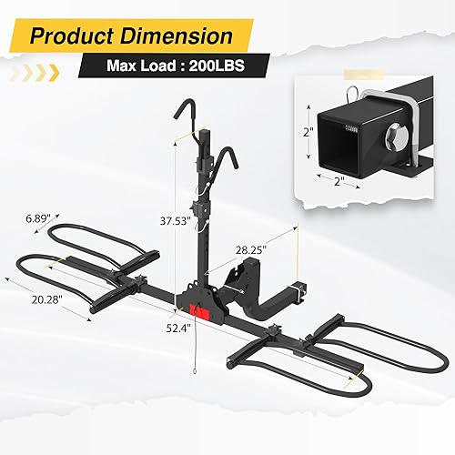 Miniatura 3 de Portabicicletas para enganche, bastidor inteligente inclinable inteligente para automóvil, para neumáticos gruesos para enganche de remolque,