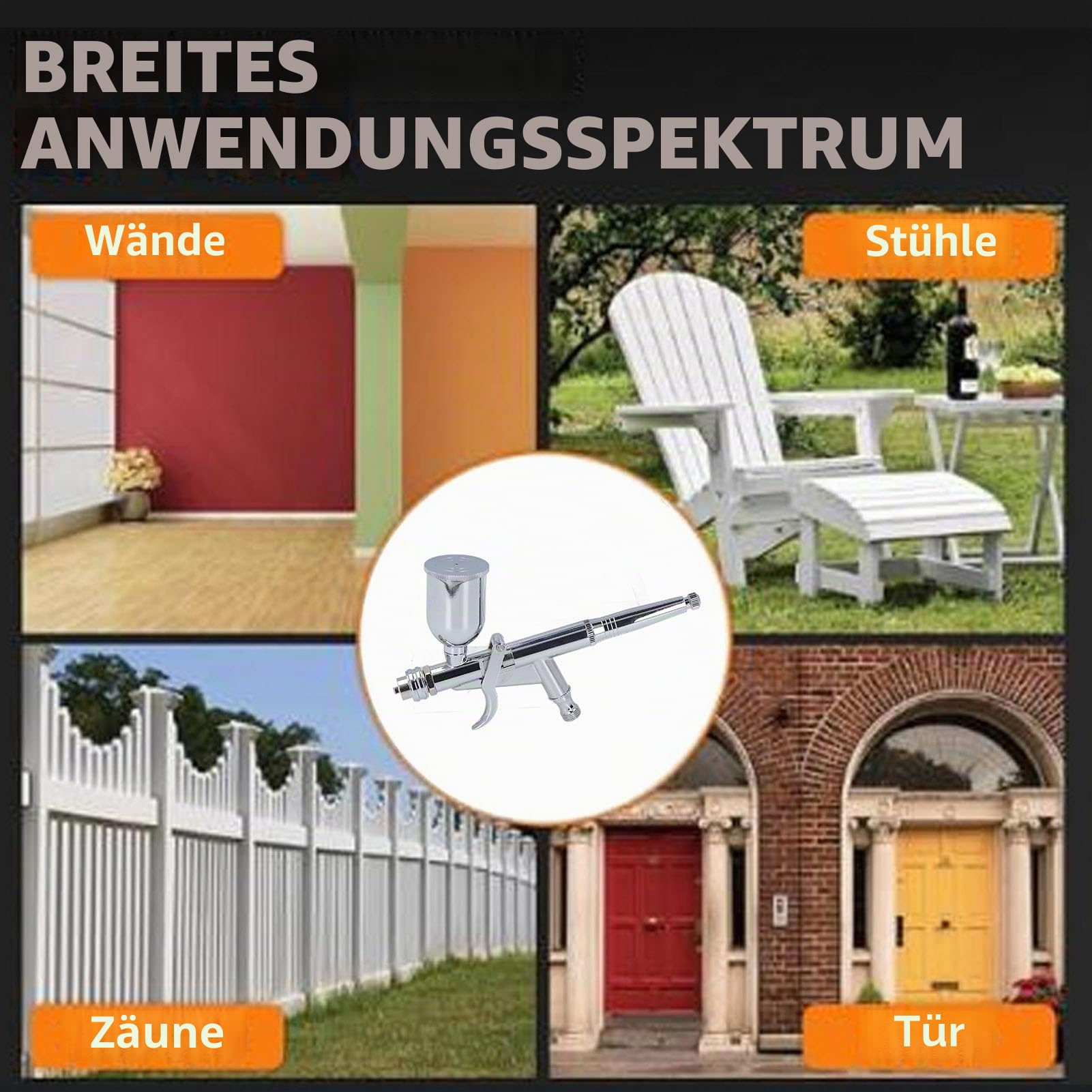 Set Airbrush Pistole 0,5 mm Düse für Modellmalerei Modellbau und Möbelreparatur mit Flüssigkeitssteuerung Mustersteuerung und Luftventileinstellung