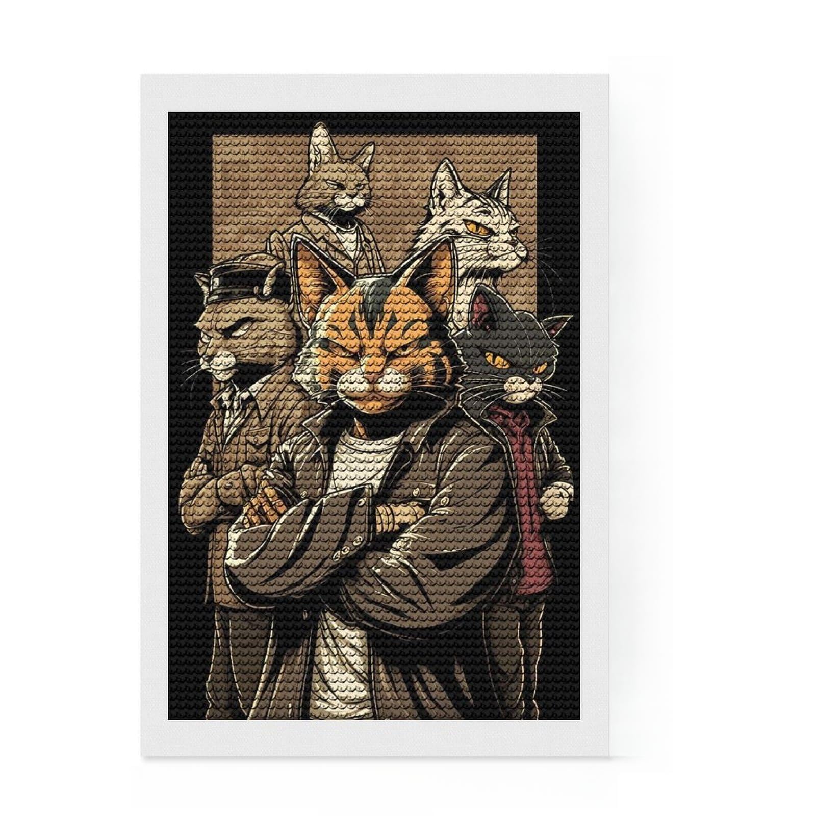 Junmoney The Catfather Diamond Art Kit 8"x12", Stress Relief Craft, Living Room Decor, for Craft Lovers, Festive Craft Gift