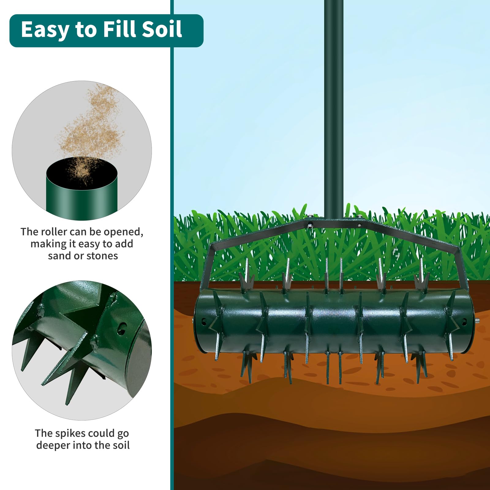 Rouleau Aérateur De Gazon 45cm En Acier Avec 30 Pics Pour Entretien Jardin – ComfortXL Outdoor Living - Gamm Vert