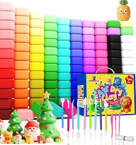 Arcilla seca al aire para niños, 120 paquetes de arcilla de espuma de aire, 100 colores personalizados, arcilla mágica más blanca y negra, arcilla