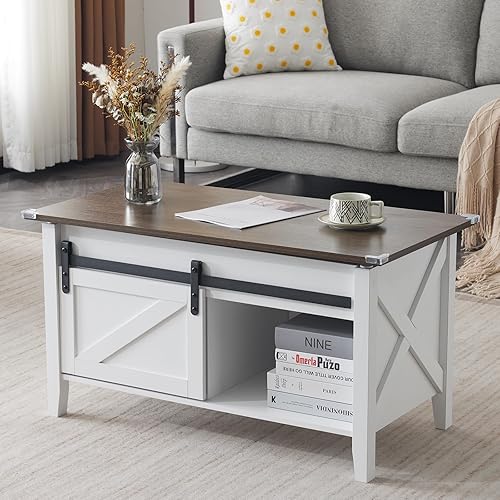 Miniatura 65 de VINGLI Mesa de centro con tapa elevable, 36 pulgadas, pequeña mesa de centro de madera con almacenamiento, mesa central rectangular de madera con