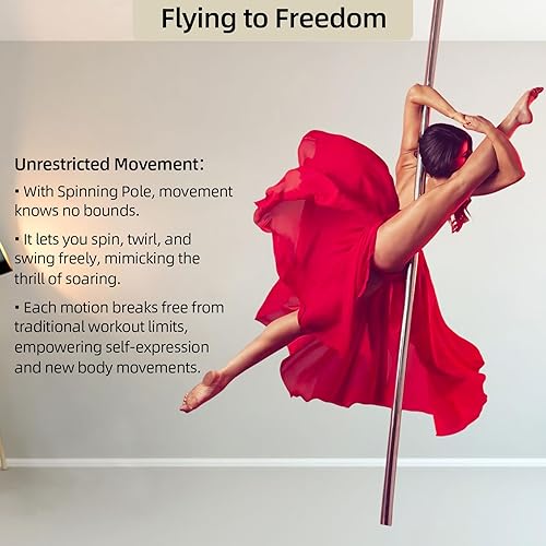 Miniatura 5 de Flying Pole - Polo de baile aéreo de 6.6 ft, poste volador para el hogar, poste de baile portátil de plata, ideal para dormitorio, estudio de baile