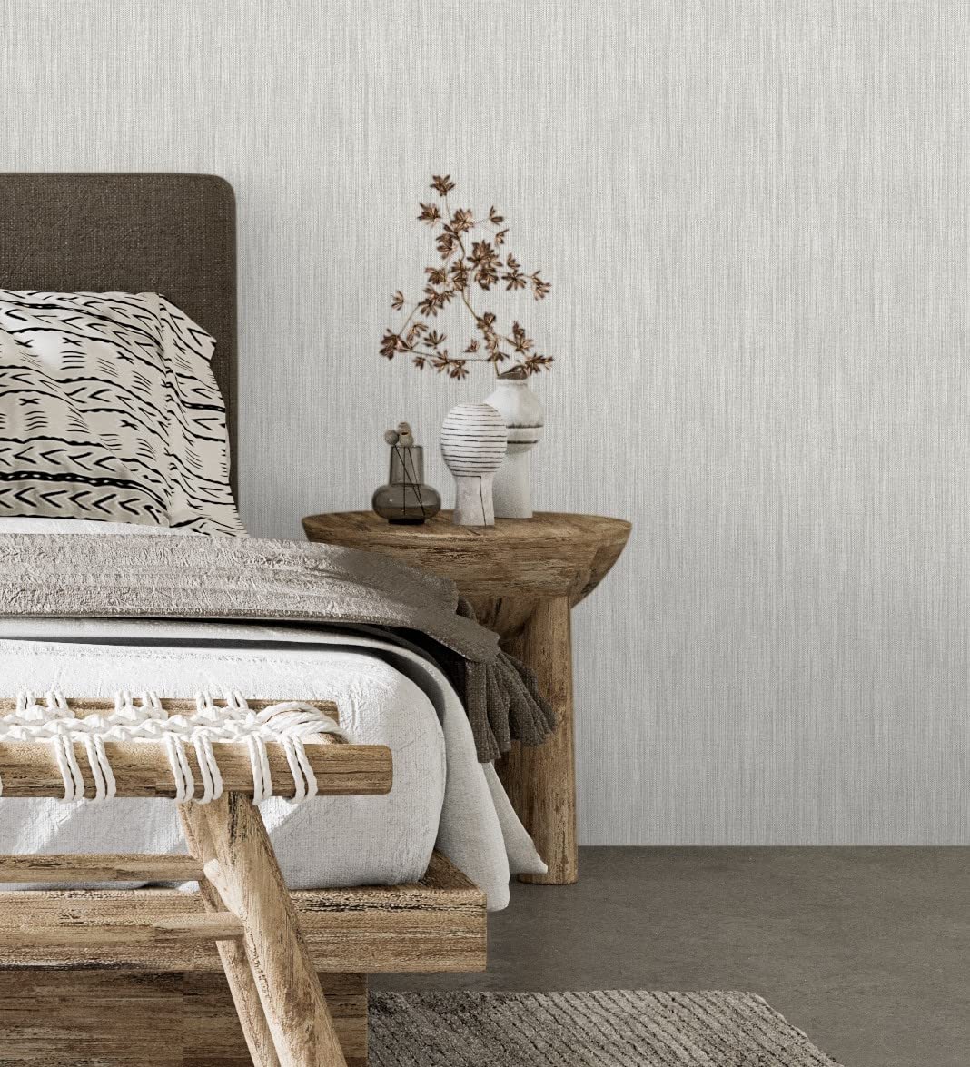 GAULAN 680588 - Papel pintado vinílico ecológico efecto textura de tela lino en relieve para pared salón cocina baño dormitorio mueble - Rollo de 10 m x 0,53 m