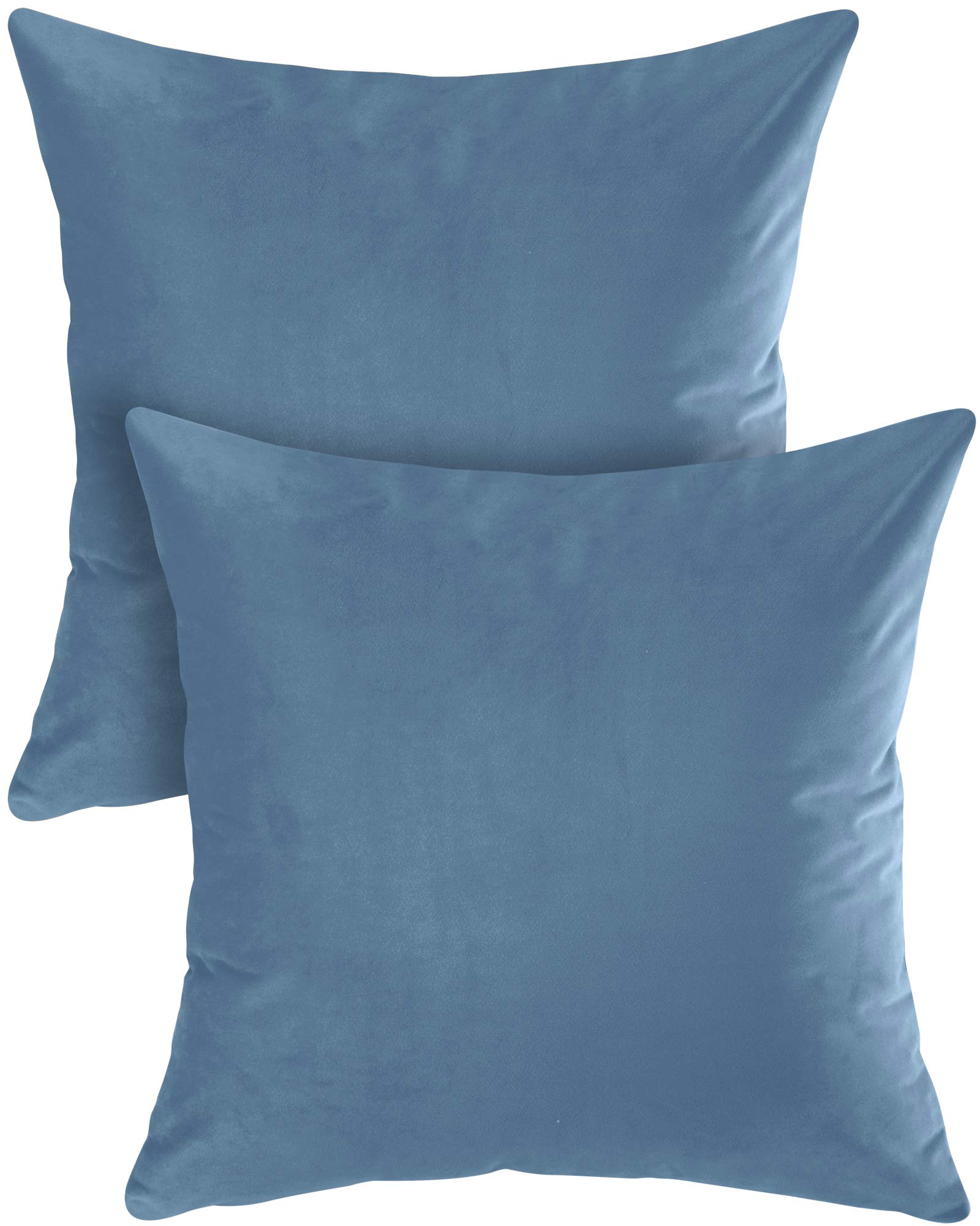 Utopia Bedding Cushion Covers 40 x 40 cm (Set of 2), Soft Velvet Decorative Throw Pillowcases with Invisible Zipper for Sofa, Bedroom and Living Room (16 x 16 Inches, Light Blue)