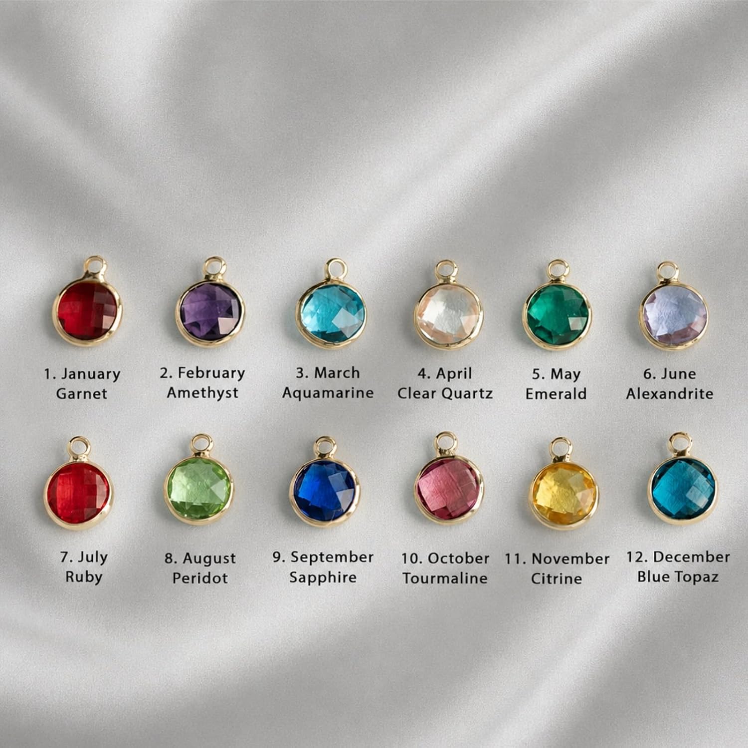 12PCS Birthstone Necklaces, Engravable Blanks Round Pendant with 12 Colors Birthstone Charms, 18mm/0.7'' Blanks for DIY Name Necklace Jewelry Gifts Birthday Christmas Anniversary