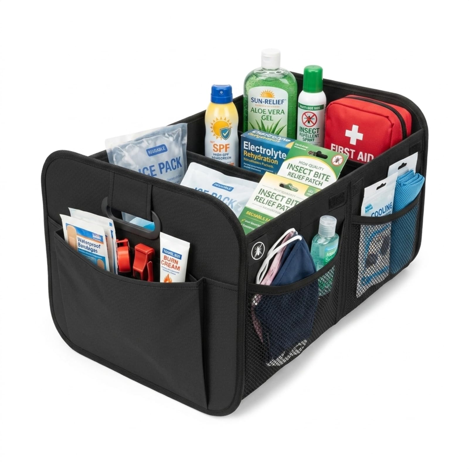 Fiyon Black Car Boot Organiser, Foldable Boot Storage Organiser With Reinforced Handles, Multi-Compartment Car Boot Tidy, Non-Slip Base, Collapsible Storage Box For Cars, Suvs & Vans