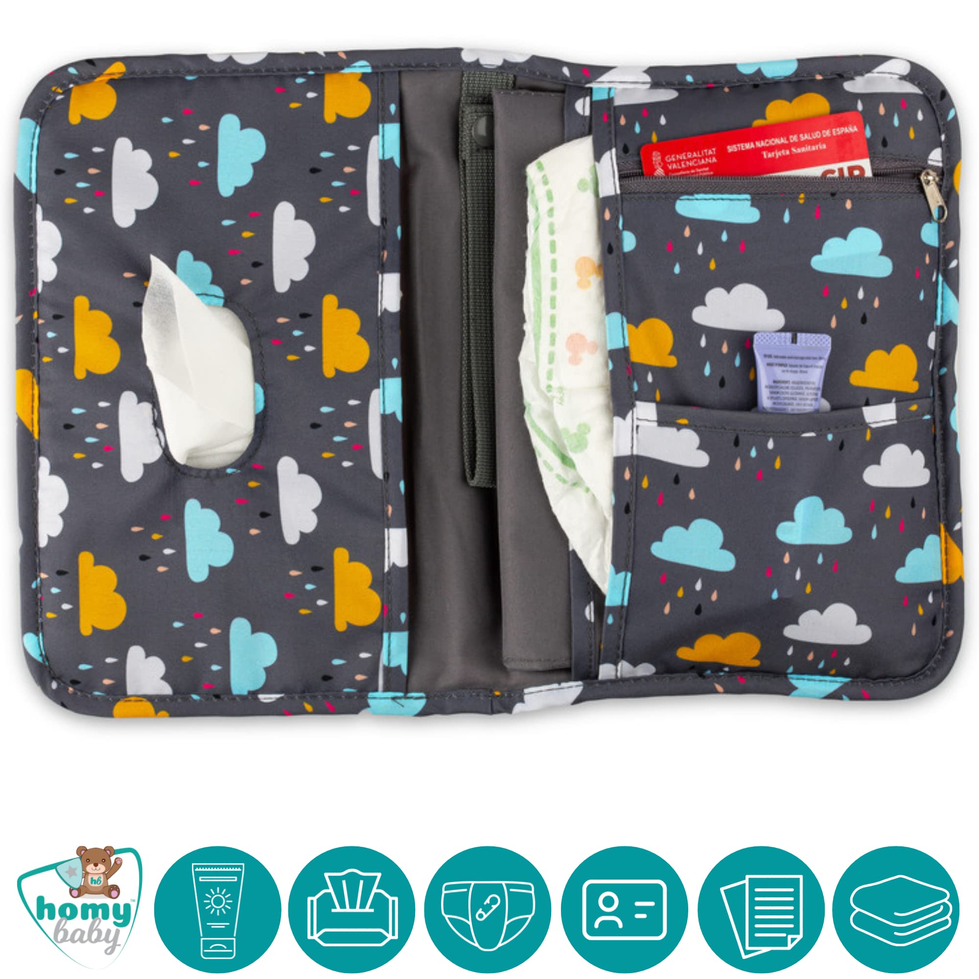 HOMYBABY Fasciatoio portatile impermeabile pieghevole borsa da viaggio con tasche compatto