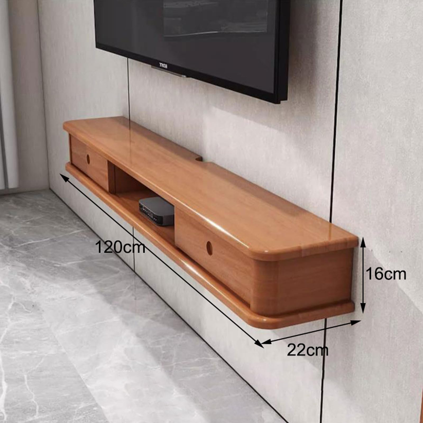 Mobile TV montato a parete Mensola a muro Staffa mobile Mensola TV per Xbox One/Decoder per cavi/Lettore DVD/Console di gioco/Router/Set top box Mensola portaoggetti Supporti TV per soggiorno in legno