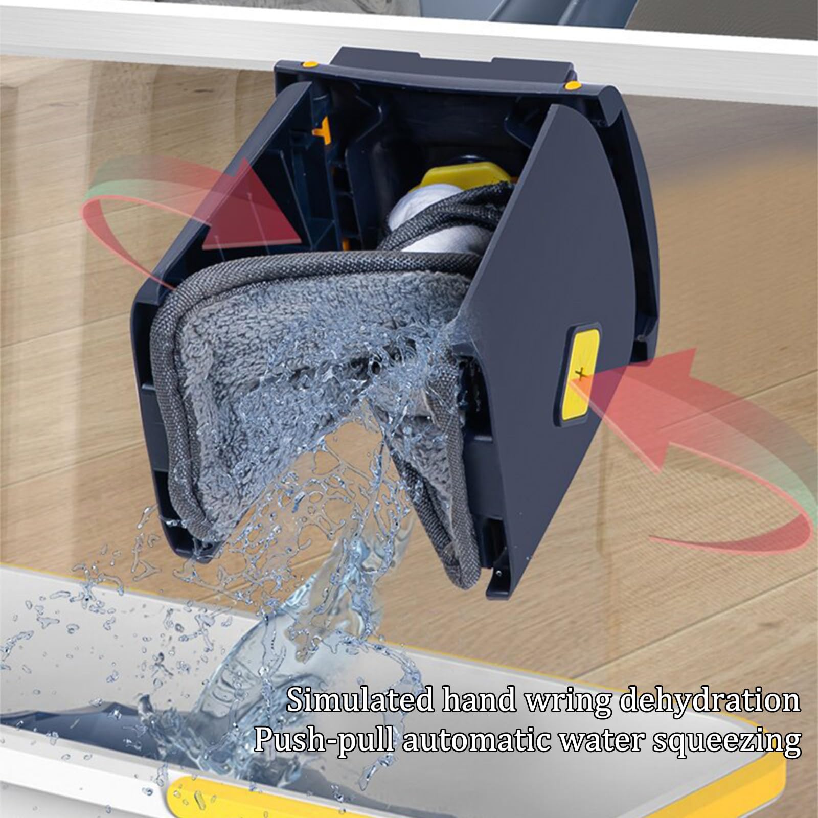 Fregona de imitación para escurrir, mopa automática de microfibra de 360 grados para cocina, baño, fregona plana manos libres con raspador