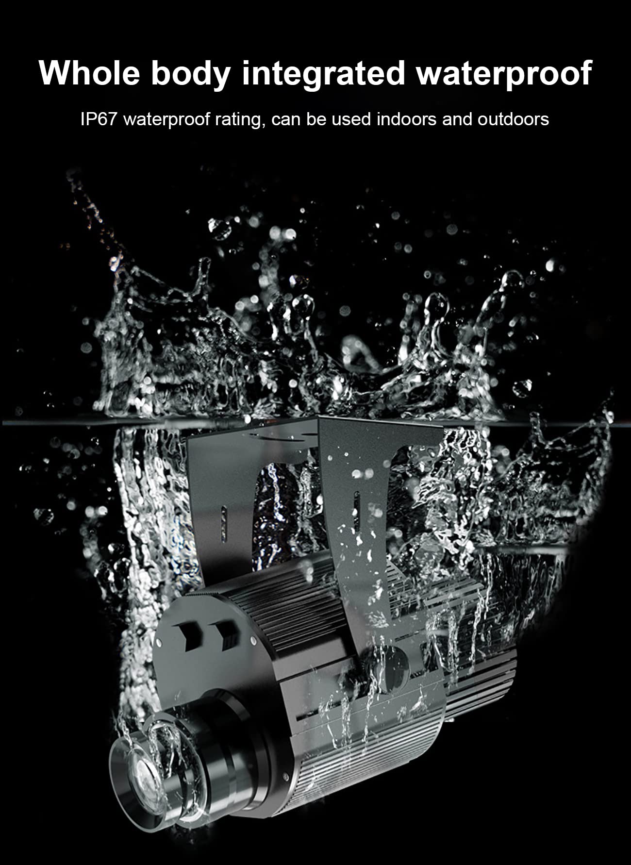 Projecteur Gogo LED à Image rotative Haute Puissance Projection Longue Distance étanche Projecteur LED GOBO personnalisé Lumière publicitaire, Noir (100W)