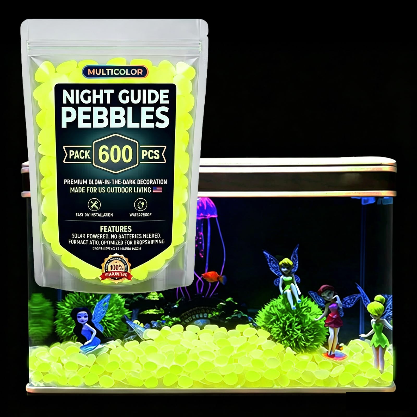 Glow in the Dark Garden Pebbles | 600Pcs Colorful Luminous Stones | Night Guide Pebbles Glow in the Dark Stepping Stones | Glowing Rocks For Garden Outdoor | Stepping Stone Mix Kit For Patio Lawn Yard