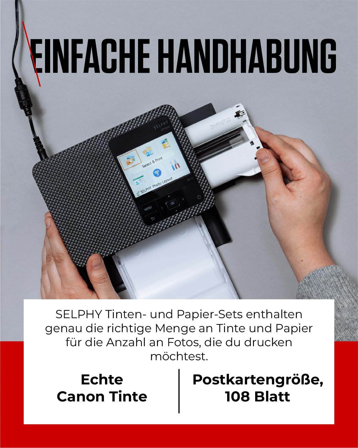 Canon SELPHY RP-108 Tinten- und Papier-Multipack – Original Canon Fotodrucker Tintenpatronen 2er-Pack & 108 Blatt Fotopapier (100 x 148mm)