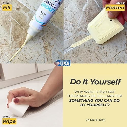 Miniatura 6 de PentaUSA Kit de reparación de lechada para azulejos, relleno de lechada de crema, triple protección, fórmula de secado rápido restaura y renueva las