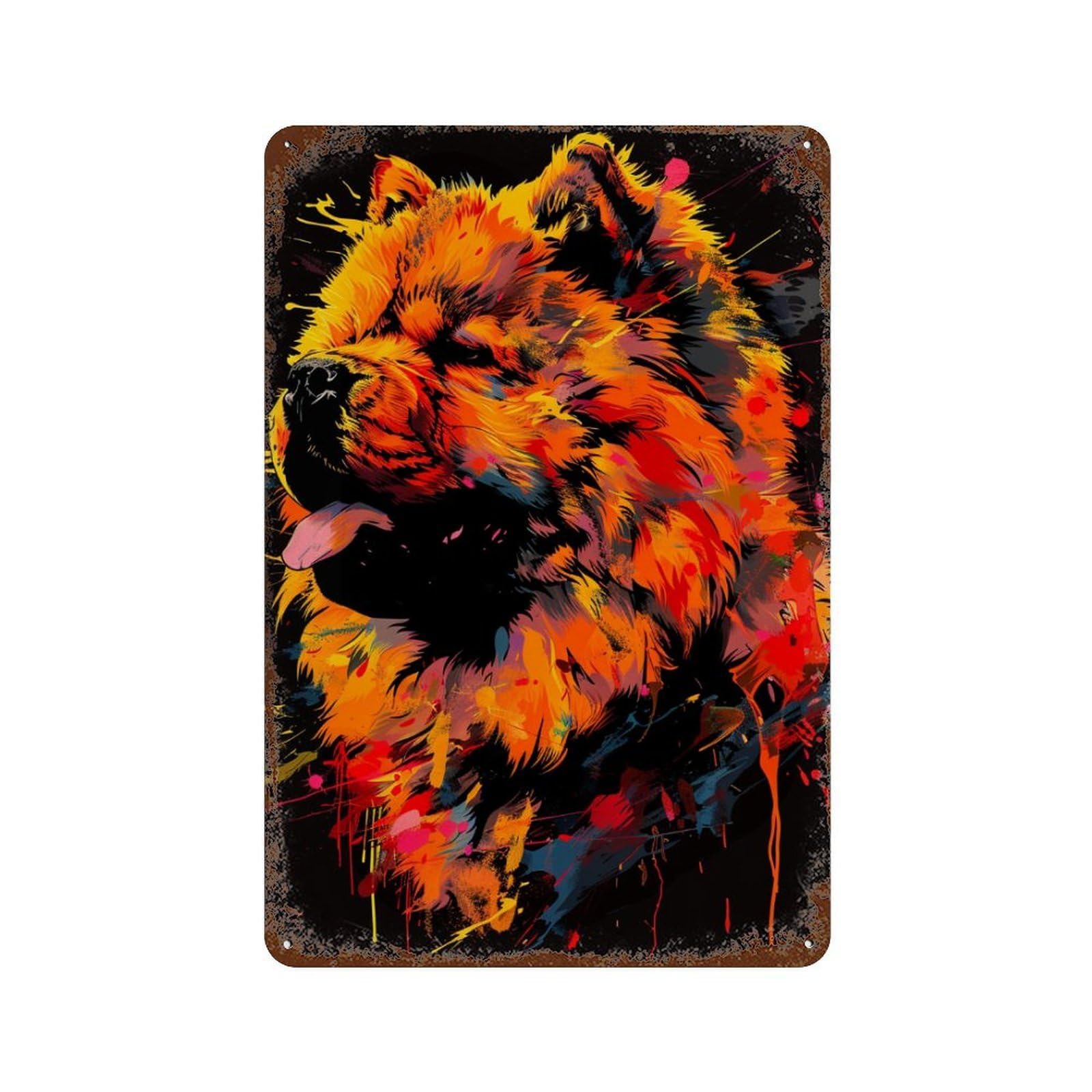 Colorful Bear Painting Artwork Aged Metal Wall Plaque 11.8"x7.9", Classic Wall Plaque for Garage, Pub Or Kitchen