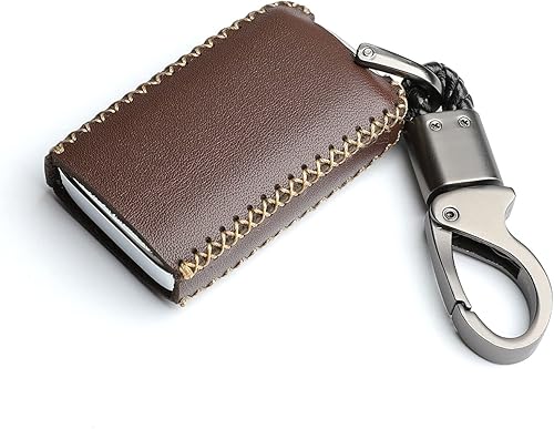 Miniatura 5 de Cuero para Mazda 3 Hatchback CX-5 CX-30 CX-9 Remote Smart 4 Botones Key Case Holder Cover Fob Chain (Marrón)