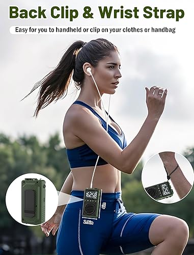 Miniatura 8 de Radio digital AM FM con linterna, radio de bolsillo portátil recargable de 850 mAh con la mejor recepción, pantalla LCD, clip trasero, conector