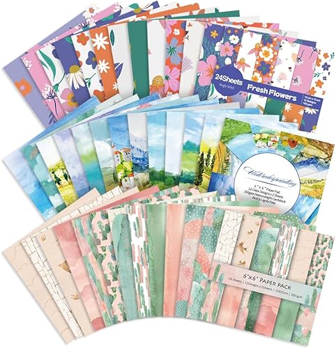 72 hojas de papel para álbumes de recortes, 6 x 6 pulgadas, paquete de papel decorativo para álbumes de recortes, suministros de papel para diario,