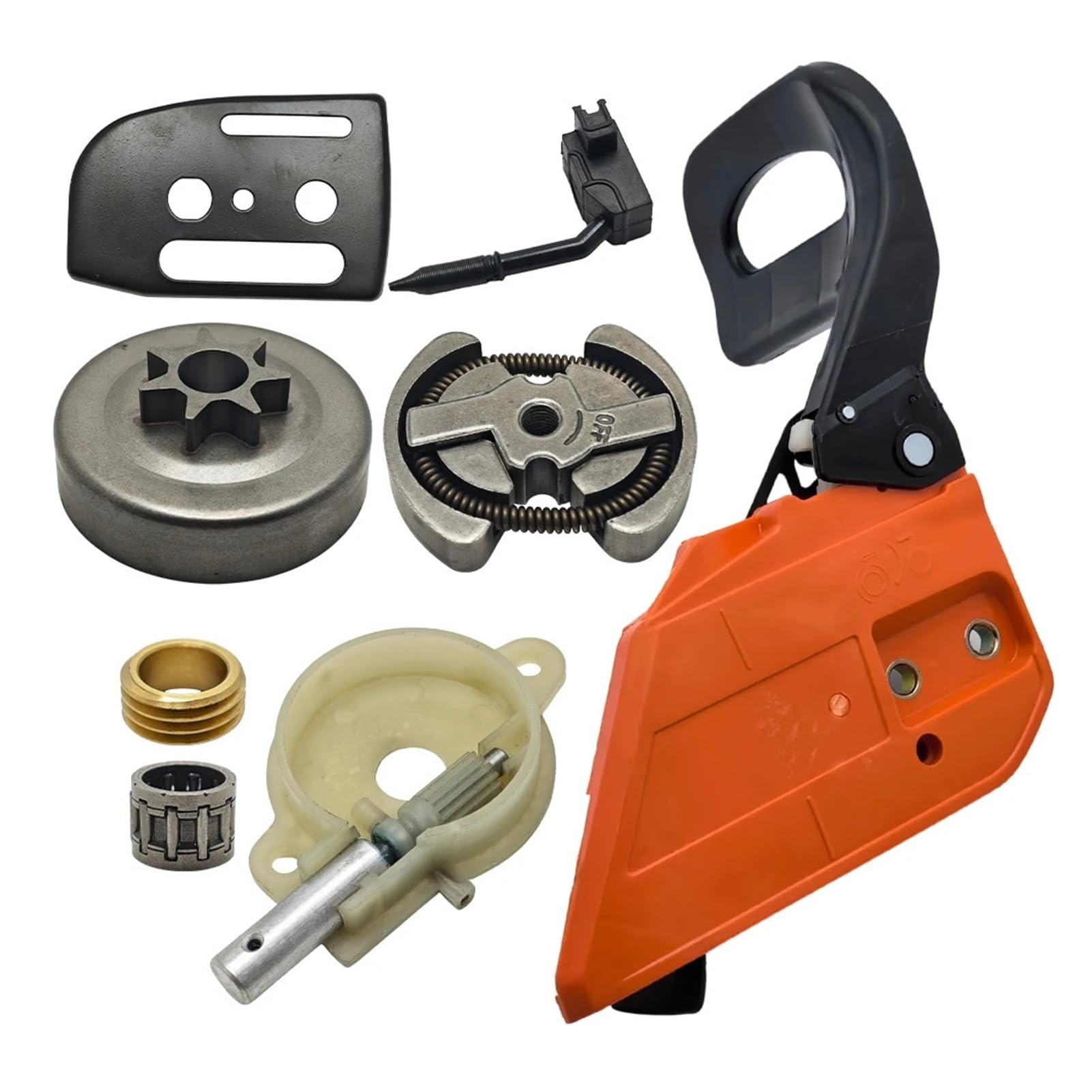 For hus-qvarna 136 137 141 142 Chainsaw Handle Guard Worm Gear Bar Plate Chain Brake Sprocket Cover Clutch Drum Oil Pump Kit | Z piły łańcuchowej, płyta zębatki ślimakowej, pokrywa zębatki hamulca łańcuchowego, bęben sprzęgła