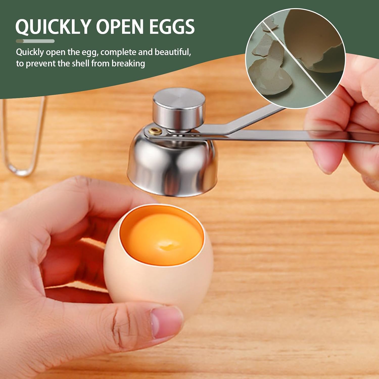 Hemobllo Stainless Steel Egg Opener Eggshell Cutter Kitchen Tool Portable Egg Separator Cooking