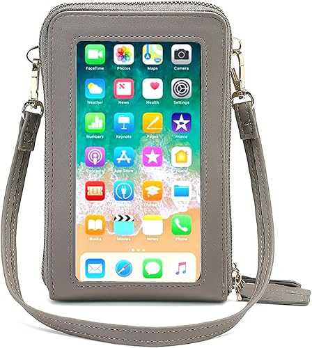 myfriday Bolso cruzado con pantalla táctil para teléfono para mujeres, bolso de hombro pequeño para teléfono celular con bloqueo Rfid con 2 correas