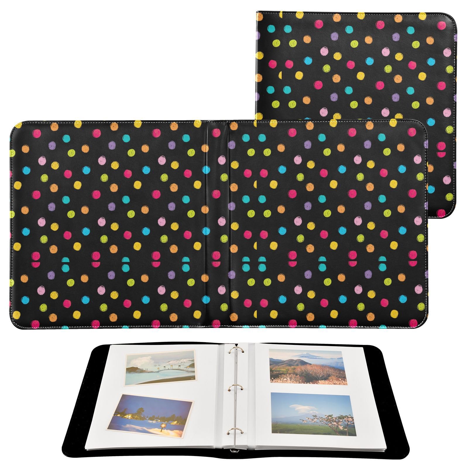 Crayon Polka Dots Schwarz Muster Fotoalbum Fotobuch Selbstklebend Fotoalben Buch Bilderalben 4x6