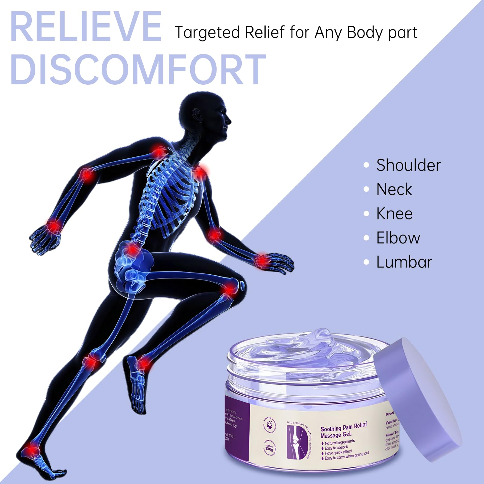 2PCS Joint Pain Relief Purple Gel Soothing Massage Cream,Joint Purple Gel Soothes Knees Lumbar Neck Hands and Feet Jointgel Activities Throughout The Body — Amazon image 3