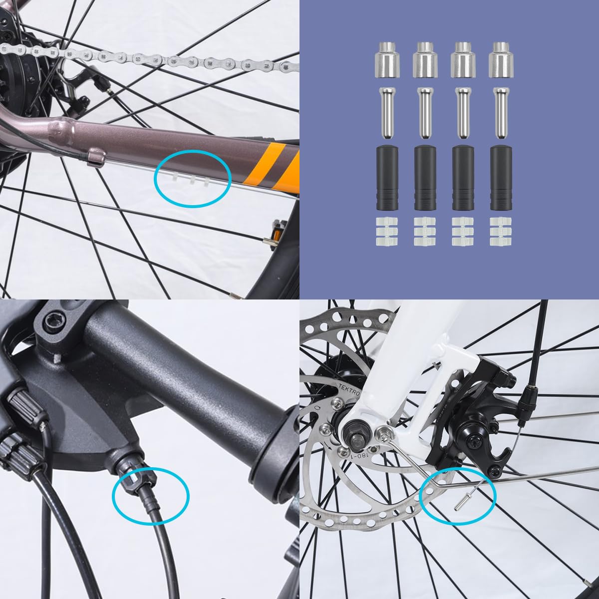 Fahrrad-Schaltzug-Set, 4 Stück Schaltzug und eine 2 m Fahrrad-Schaltzugaußenhülle, Fahrrad-Schaltzugdraht für Mountain- und MTB-Rennrad mit 2 kostenlosen O-Ringen, 4 Endhülsen und 4 Endkappen